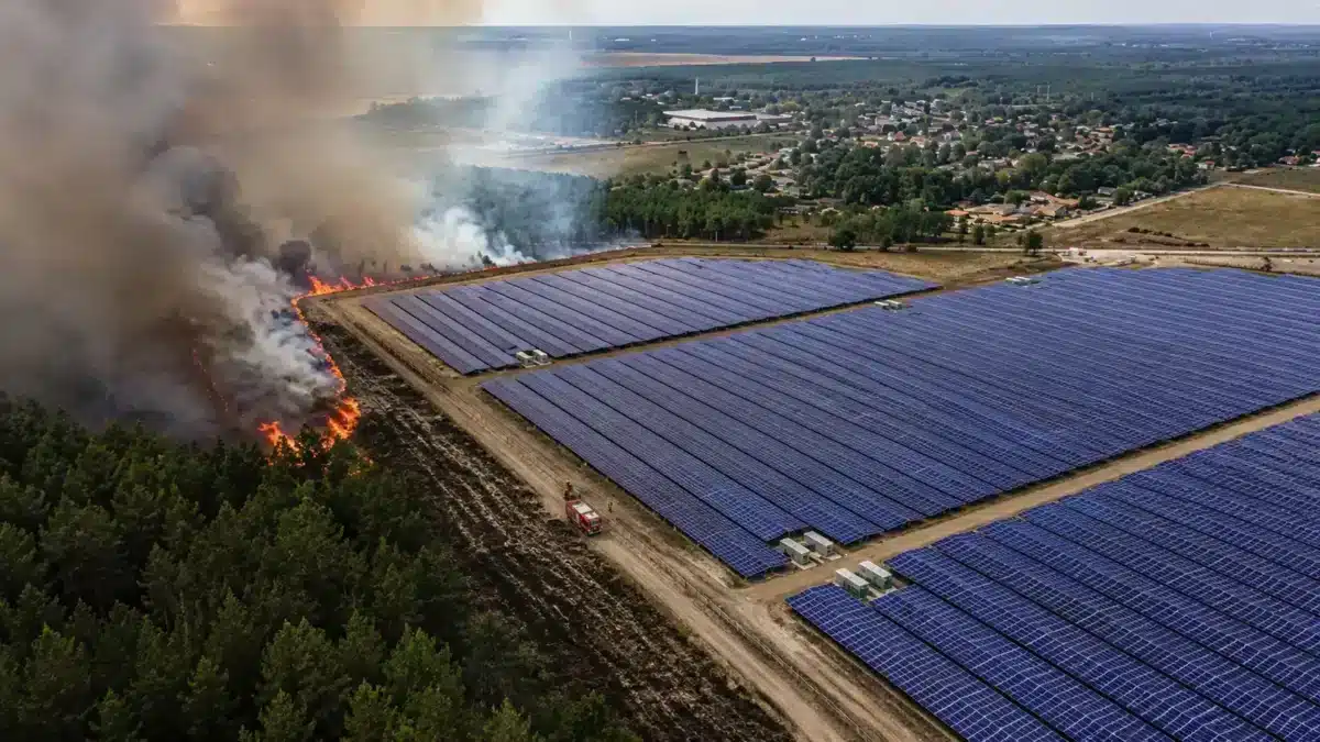 Incendie à proximité de la centrale photovoltaique de cestas