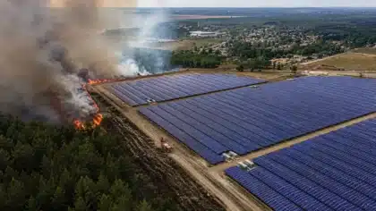 Incendie à proximité de la centrale photovoltaique de cestas