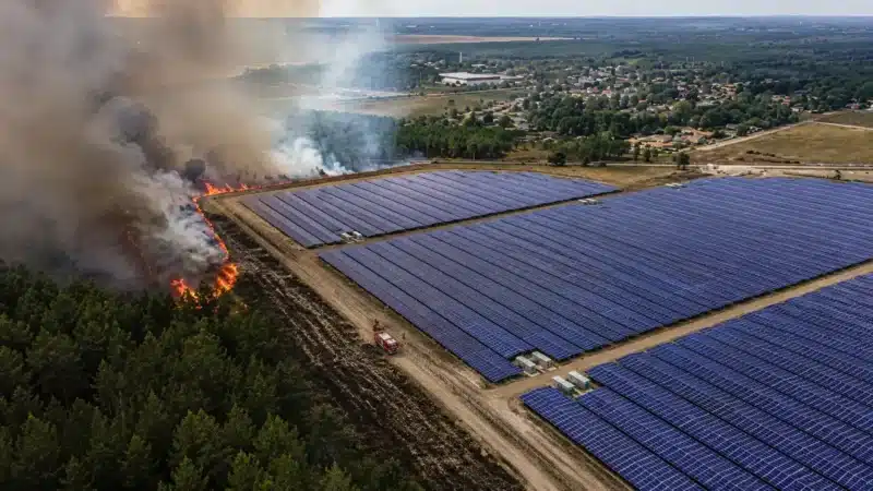 Incendie à proximité de la centrale photovoltaique de cestas