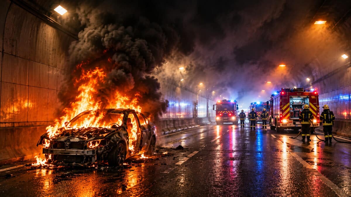 Voiture electrique en feu