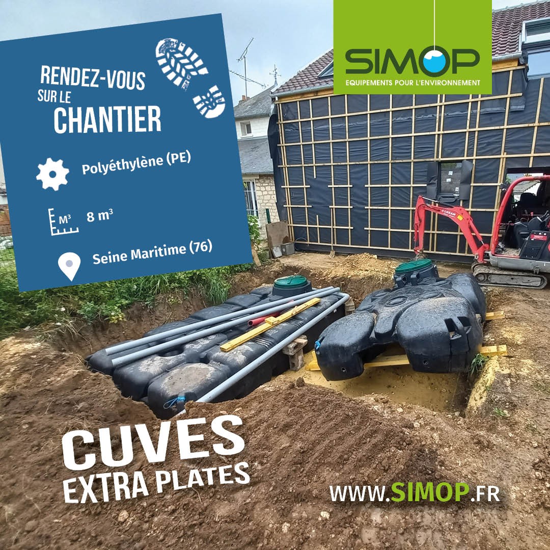 Récupérateurs d'eau de pluie AQUAMOP extra plats 8 m3 