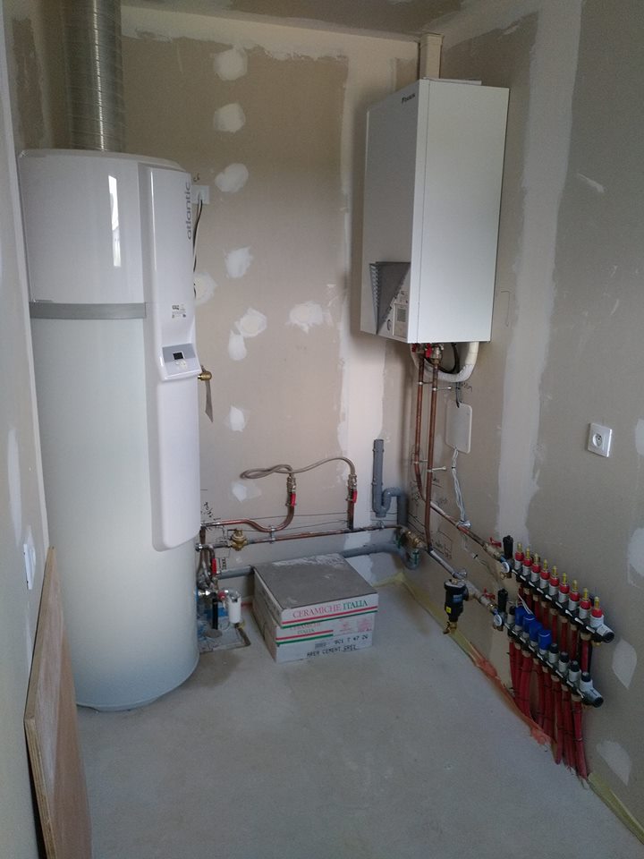 pompe à chaleur sur plancher hydraulique avec chauffe eau thermodynamique calypso norme RT2012