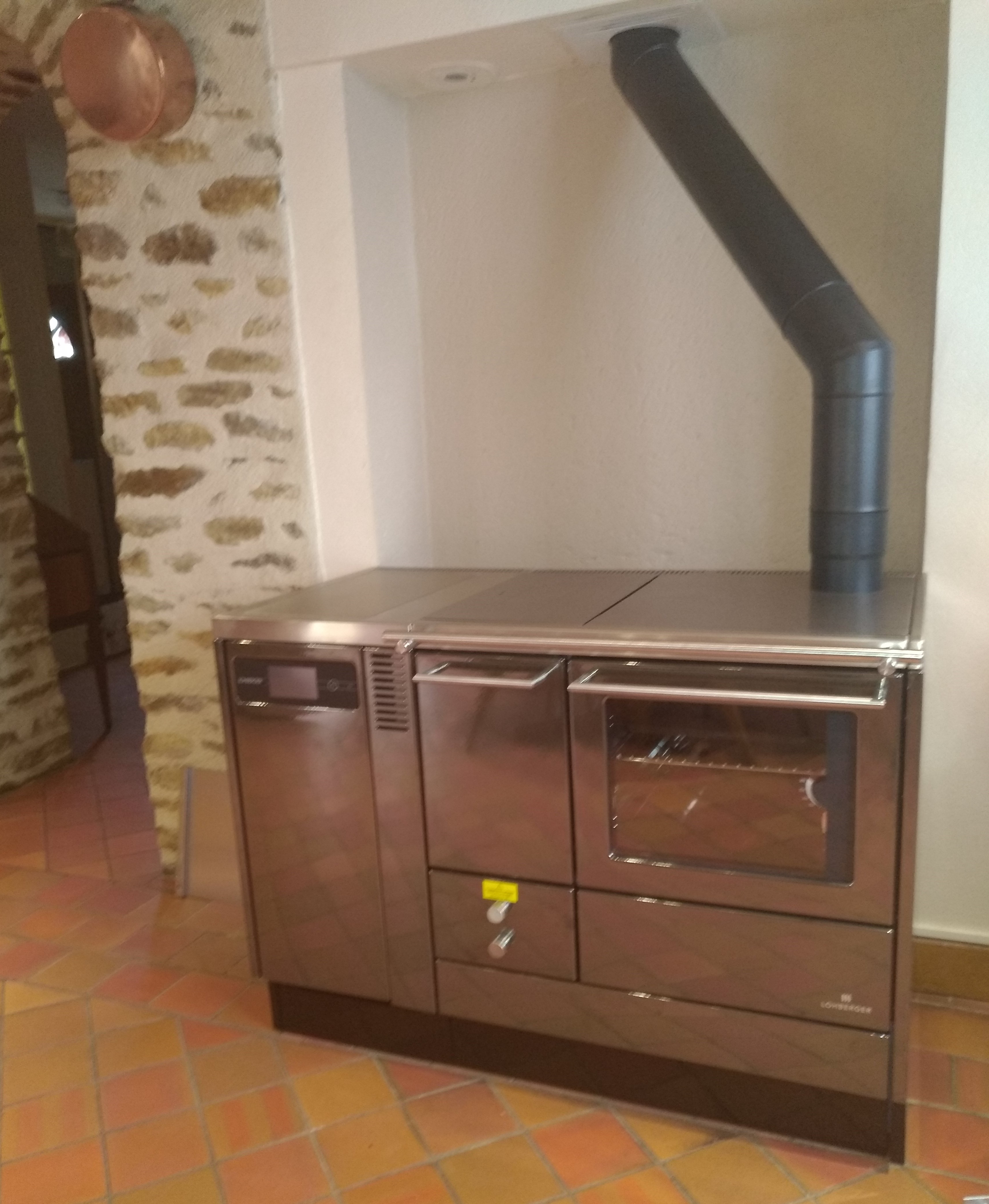 Cuisinière mixte bois/pellets LOHBERGER installée par FlamDéco