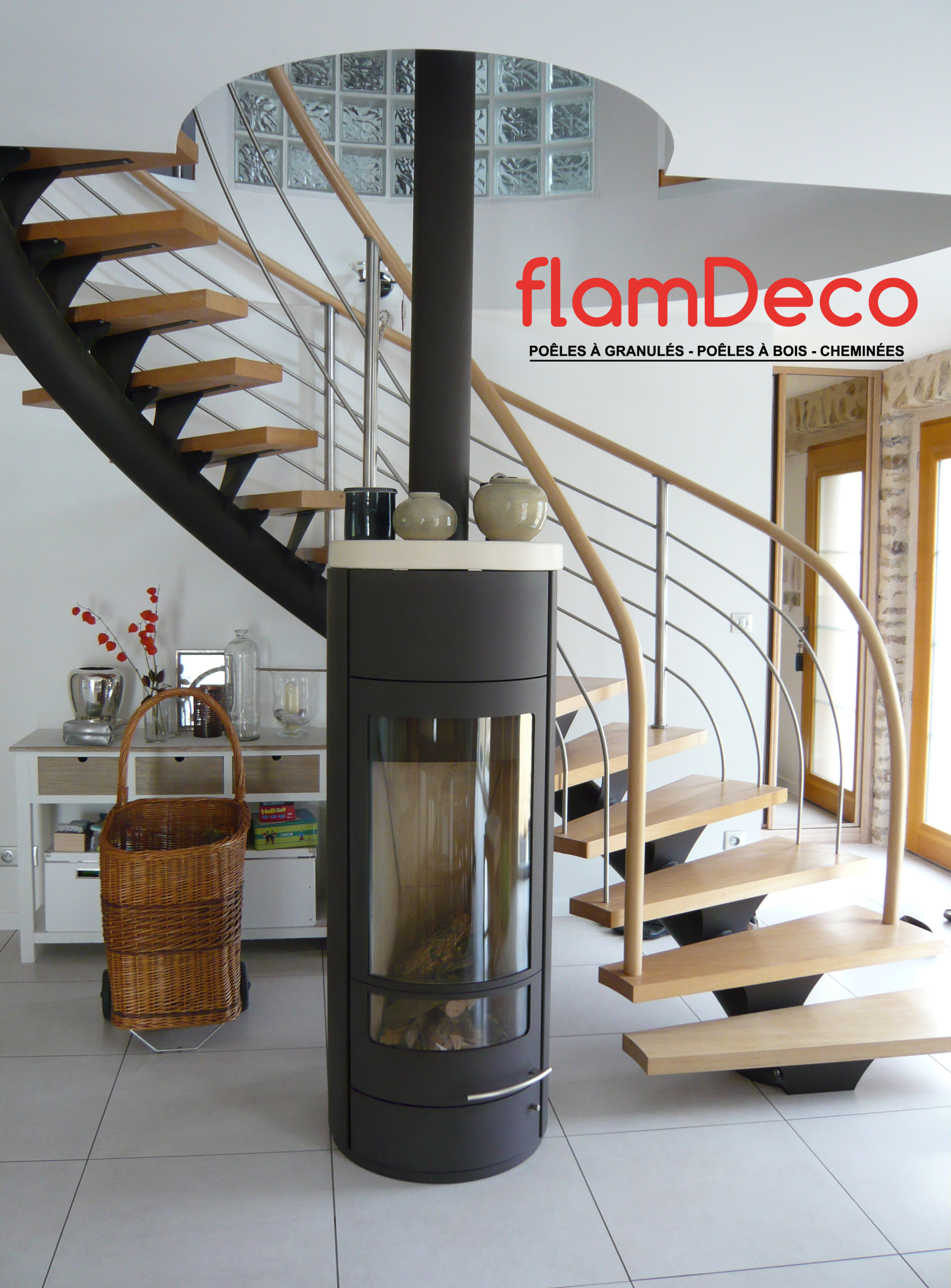 Poêle à bois HASE Granada installé par FlamDéco
