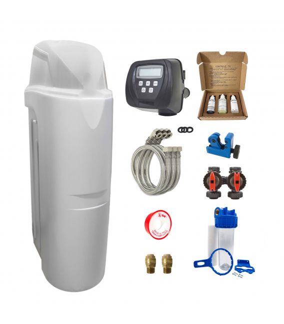 Adoucisseur d'eau Clack complet avec accessoires de montage et kit de préfiltration