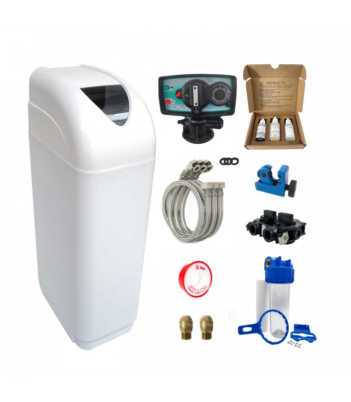 Adoucisseur d'eau Fleck 5600 MV complet avec accessoires de montage et kit de préfiltration