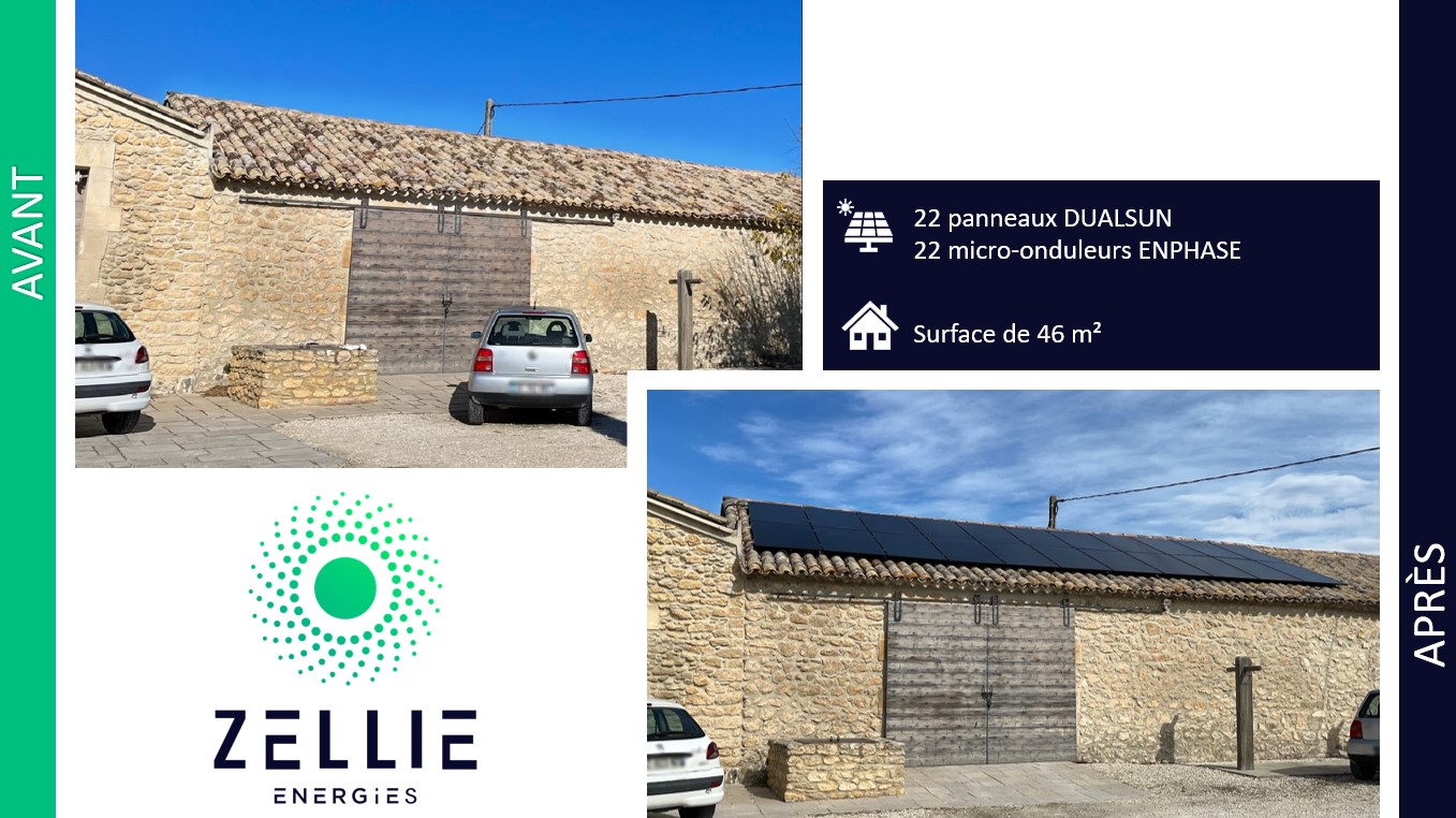 C'est au pied du Luberon que l'on se retrouve, dans un joli village du Vaucluse, à Robion, pour vous faire découvrir ce nouveau projet. Une belle installation de 9 kWc en autoconsommation. Équipés de 22 panneaux photovoltaïques DUALSUN et de 22 micro-onduleurs ENPHASE sur un même pan de toit. 