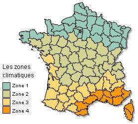 4 zone climatique en france