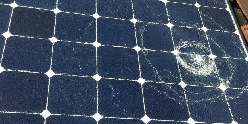 grêle sur les panneaux solaires