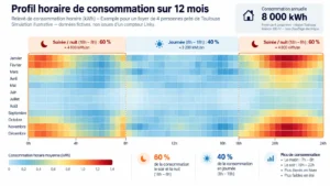 relevé de consommation horaire mesuré sur 12 mois